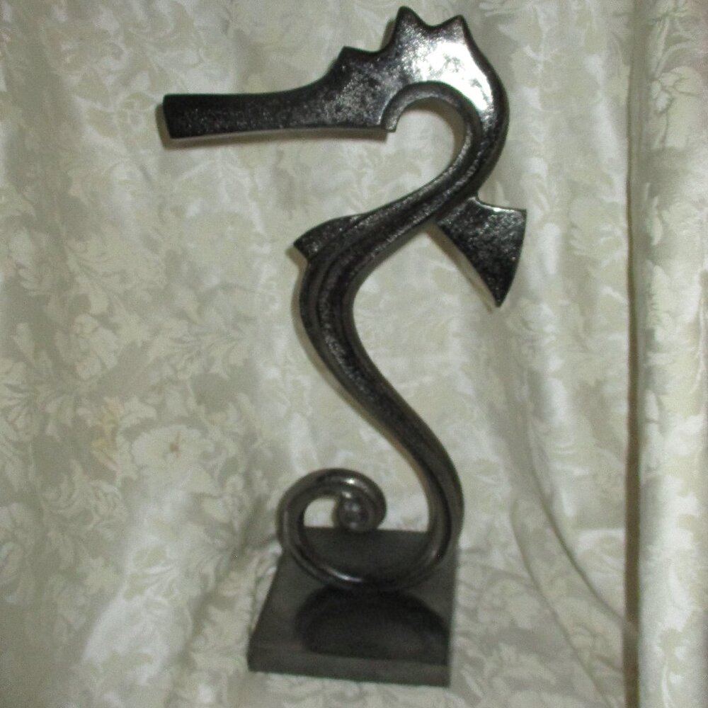Impressionistic nickel colored Seahorse sculpture
